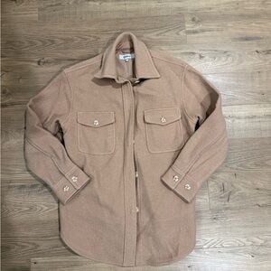 Quince Women's Shacket Tan Cardigan Sweater